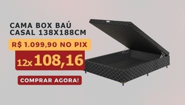 Cama Box Casal 138X188x38 Baú Imperador Preto