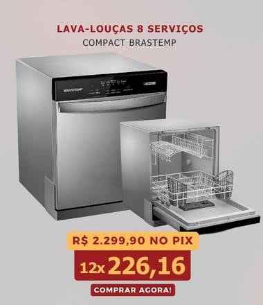  Lava-Louças Compact 8 Serviços Brastemp Prata