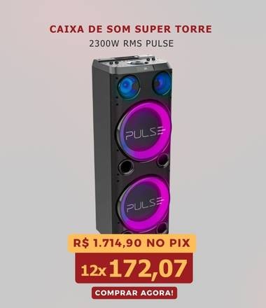 Caixa De Som Pulse Super Torre 2300W Rms Preto