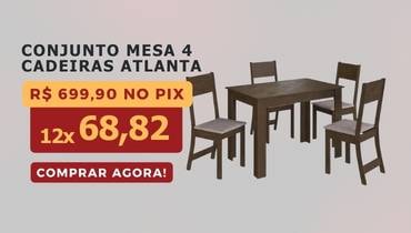 Conjunto Mesa Atlanta 4 Cadeiras Noce