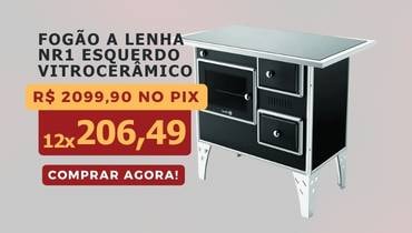  Fogão A Lenha Nr1 Esquerdo Vitrocerâmico Preto