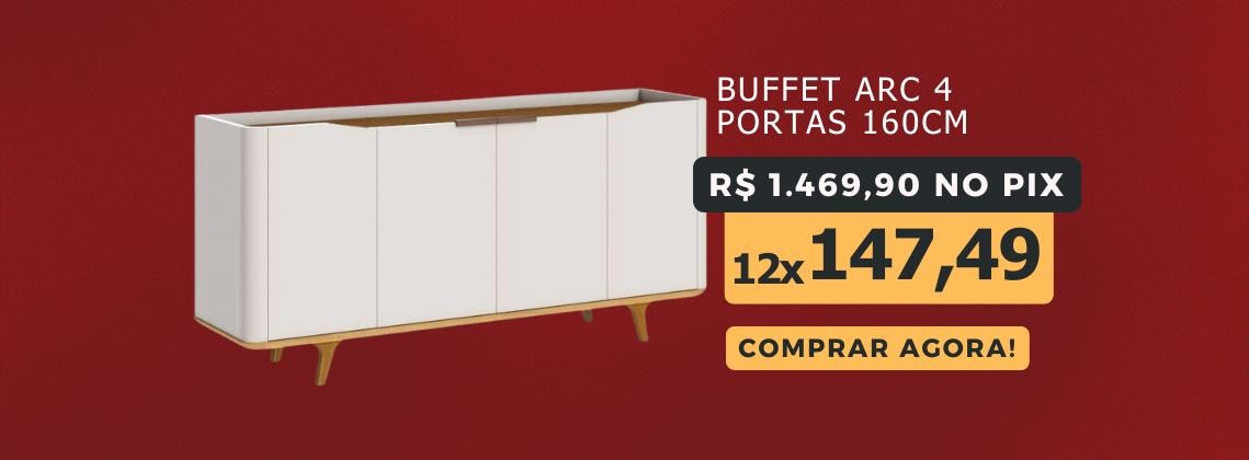 Buffet Arc 4 Portas 160Cm Imcal Off White Nature