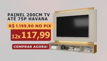 Painel 200Cm Tv Ate 75P Havana Linea Tauari/Off White