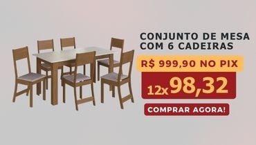 Conjunto De Mesa Atlanta Com 6 Cadeiras Freijo Linho