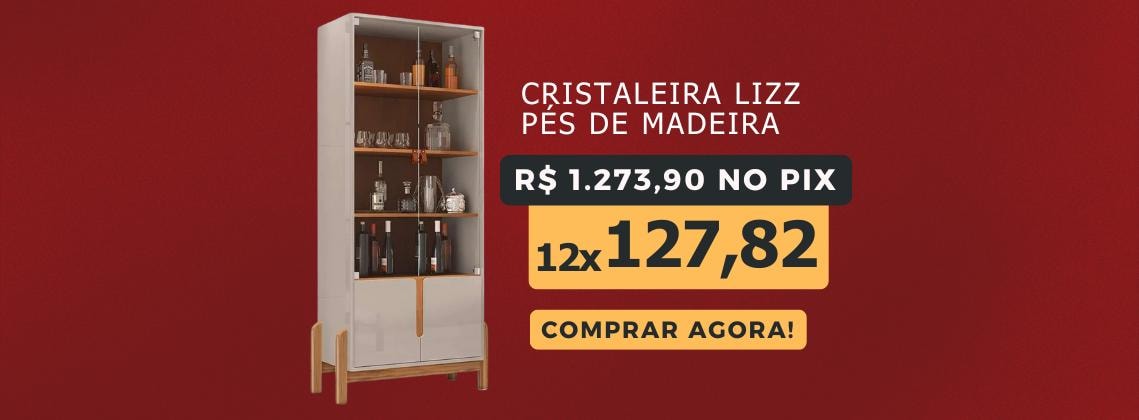 Cristaleira Lizz 2 Portas Pes De Madeira Off White Cedro