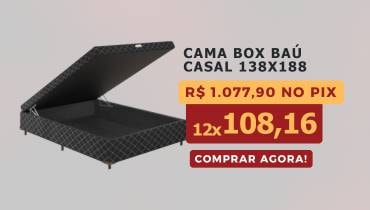 Cama Box Casal 138X188x38 Baú Imperador Preto