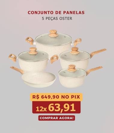  Conjunto De Panelas 5 Peças Marble Edition Oster Cinza Dust
