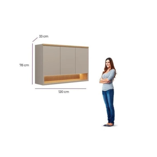 Aereo 120Cm 1 Nicho Allure Linea Brasil  Jequitiba/Gris Fosco