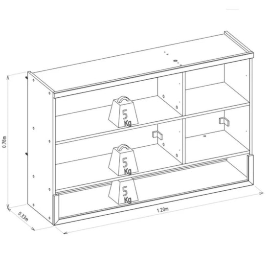 Aereo 120Cm 1 Nicho Allure Linea Brasil  Jequitiba/Gris Fosco
