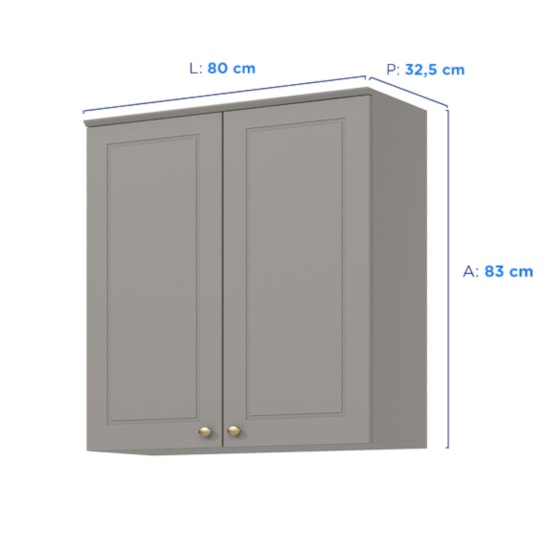 Aereo 2 Portas 0,80Cm Americana Henn Cinza