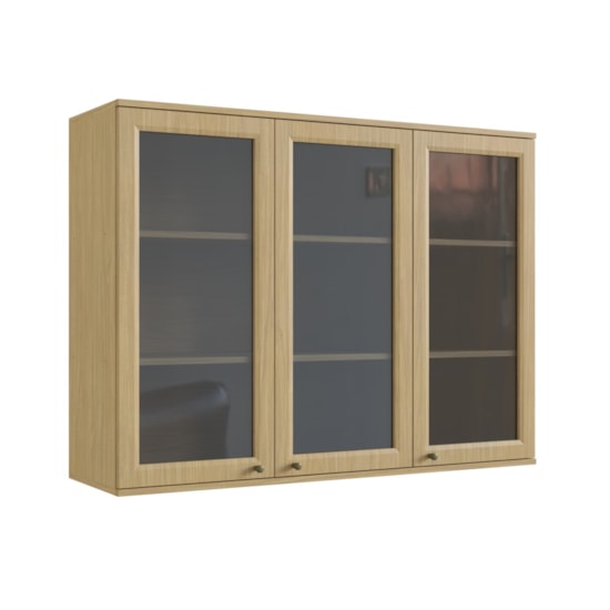 Aéreo De 120Cm Com Vidro Nova Dubai Louro Freijo Champan Aéreo De 120Cm Com Vidro Nova Dubai Louro Freijo Champan