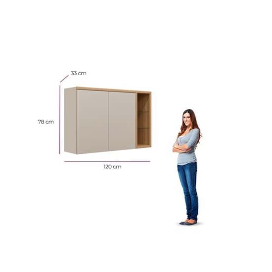 Aereo Duplo 120Cm Allure Linea Brasil Jequitiba/Gris Fosco