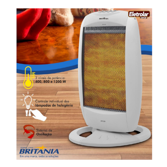 Aquecedor Britânia Ab1200 Halogêneo 220V Branco