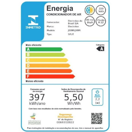 Ar Condicionado 9000 Btu Je/Ji09r Inverter Quente Frio Color Adapt Electrolux