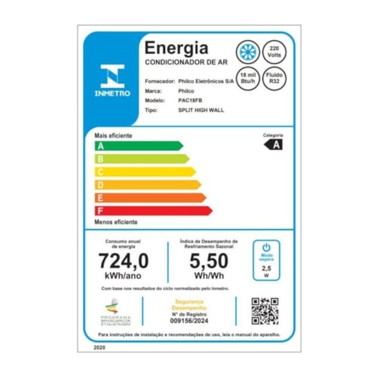 Ar Condicionado Philco Inverter 18Mil Btu Frio Pac18fb