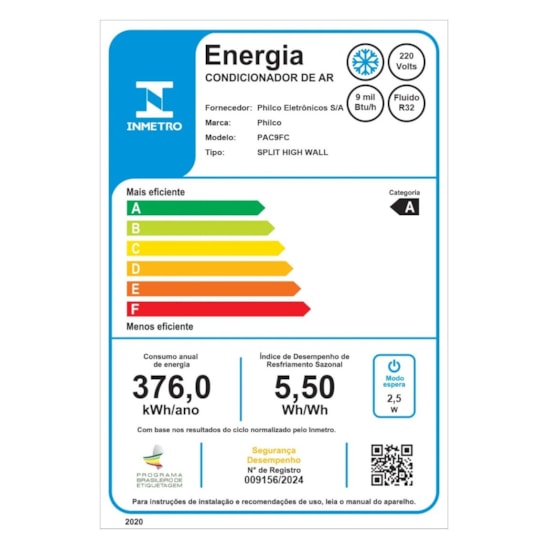 Ar Condicionado Philco Inverter 9Mil Btu Frio