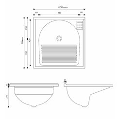 Armário Kit Com Tanque Amélia  61,5X61cm Branco/Pedra Escura