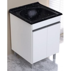 Armário Kit Com Tanque Amélia 61,5X61cm Branco/Pedra Escura Armário Kit Com Tanque Amélia 61,5X61cm Branco/Pedra Escura