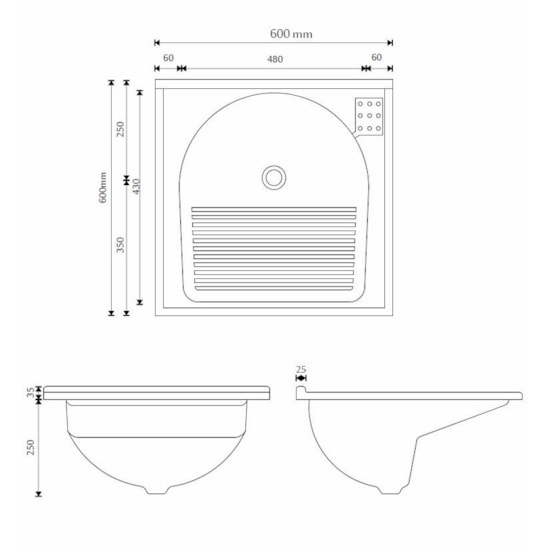 Armário Kit Com Tanque Amélia  61,5X61cm Rorato Branco/Pedra Escura