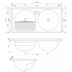 Armário Kit Tanque Amélia Duplo 110X55cm Branco/Pedra Gelo