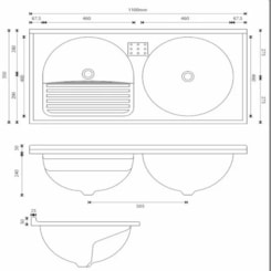 Armário Kit Tanque Amélia Duplo 110X55cm Preto