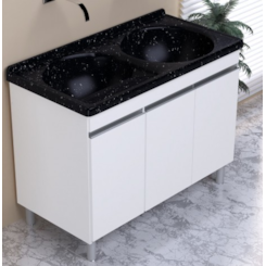 Armário Kit Tanque Amélia Duplo 110X55cm Preto Armário Kit Tanque Amélia Duplo 110X55cm Preto