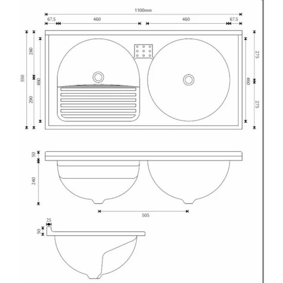 Armário Kit Tanque Amélia Duplo 110X55cm Rorato Preto