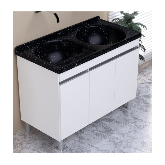 Armário Kit Tanque Amélia Duplo 110X55cm Rorato Preto