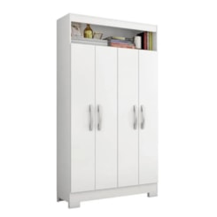 Armario Multiuso 4 Portas E Nicho Nt4040 Branco Rosa Flex