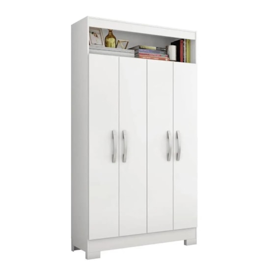 Armario Multiuso 4 Portas E Nicho Nt4040 Branco Rosa Flex