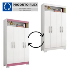 Armario Multiuso 4 Portas E Nicho Nt4040 Branco Rosa Flex