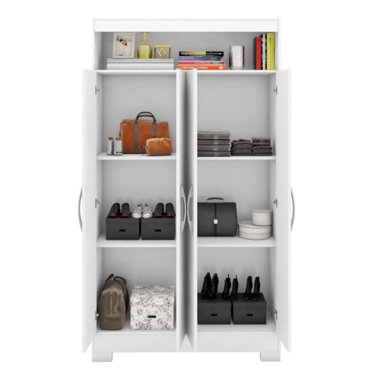 Armario Multiuso 4 Portas E Nicho Nt4040 Branco Rosa Flex