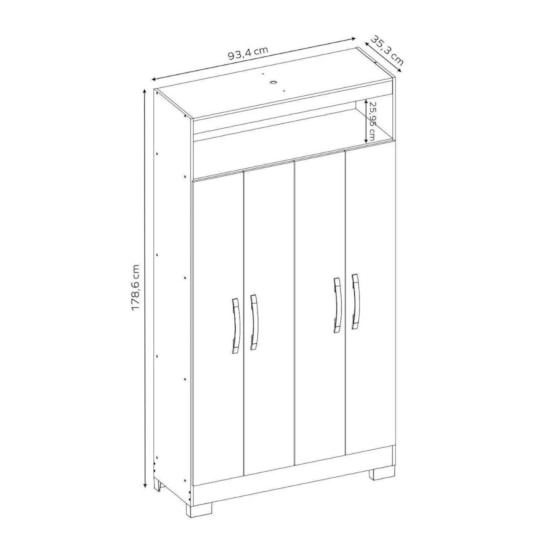 Armario Multiuso 4 Portas E Nicho Nt4040 Branco Rosa Flex