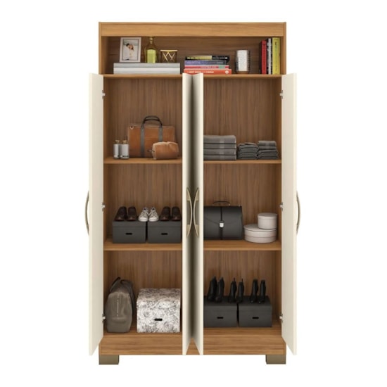 Armario Multiuso 4 Portas E Nicho Nt4040 Freijo Off White