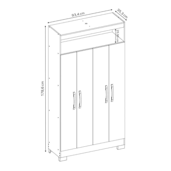 Armario Multiuso 4 Portas E Nicho Nt4040 Freijo Off White