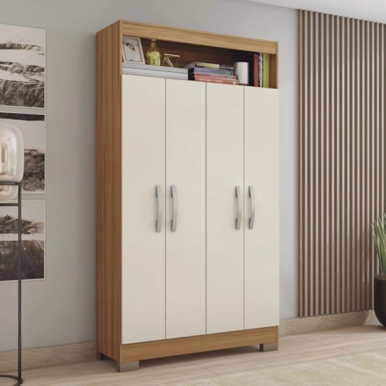 Armario Multiuso 4 Portas E Nicho Nt4040 Freijo Off White
