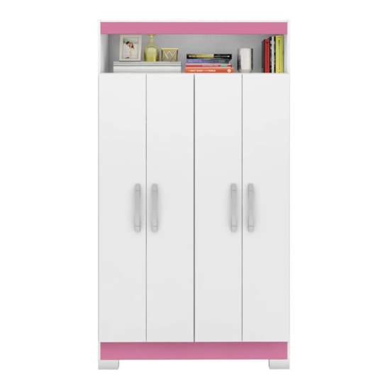 Armario Multiuso 4 Portas E Nicho Nt4040 Notável Branco Rosa Flex