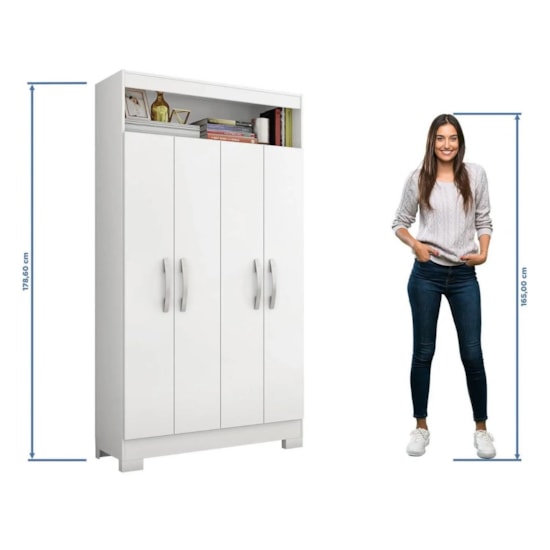 Armario Multiuso 4 Portas E Nicho Nt4040 Notável Branco Rosa Flex