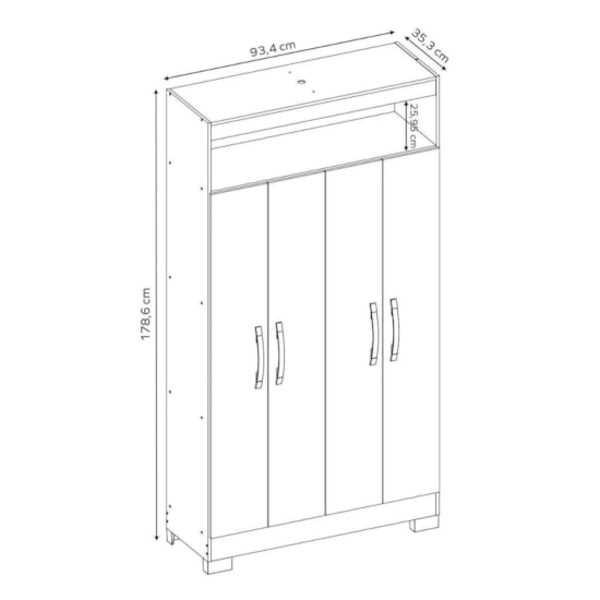 Armario Multiuso 4 Portas E Nicho Nt4040 Notável Preto