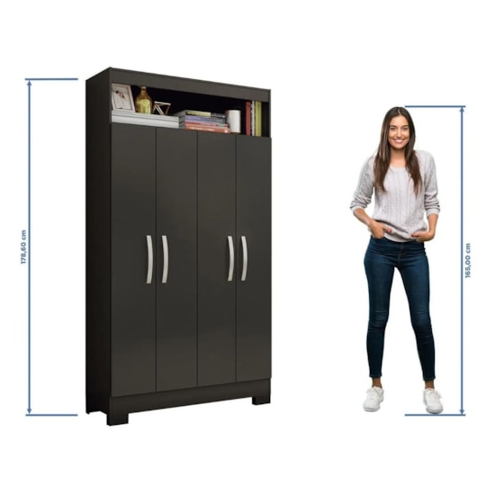 Armario Multiuso 4 Portas E Nicho Nt4040 Preto