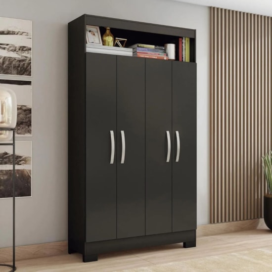 Armario Multiuso 4 Portas E Nicho Nt4040 Preto