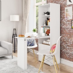 Armário Multiuso Com Mesa De Apoio Goiás Branco Armário Multiuso Com Mesa De Apoio Goiás Branco