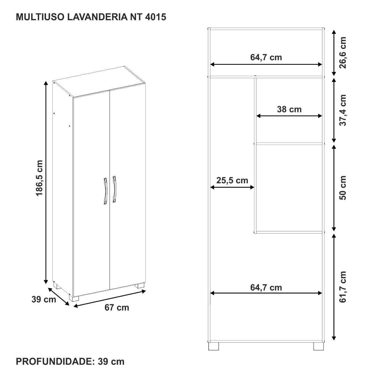 Armário Multiuso Lavanderia 2Pts Notável Branco New - Eletrolar