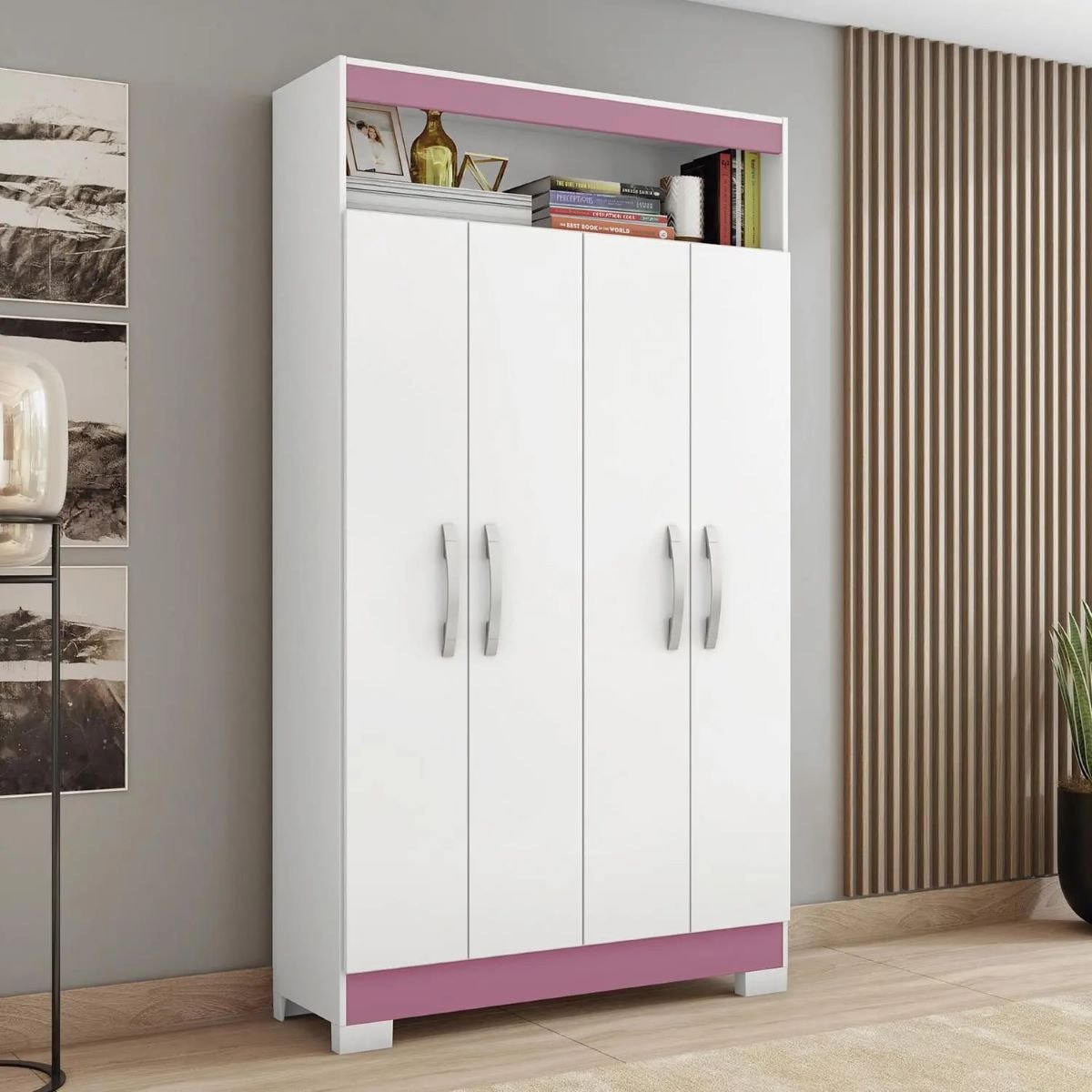 Armario Multiuso Nt4040 Notável Branco Rosa Flex - Eletrolar