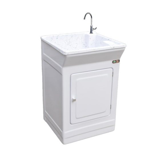 Armario Tanque 40L Base P/Torneira Granitado Branco