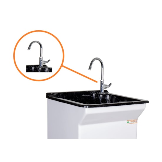 Armario Tanque 40L Base P/Torneira Granitado Preto