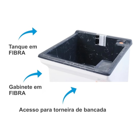 Armario Tanque Bancada Fibra 20 Litros Base Para Torneira Granitado Preto