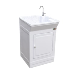 Armario Tanque Bancada Fibra 40 Litros Base Para Torneira Granitado Branco