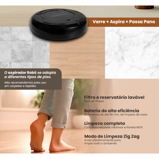Aspirador De Pó Robô 3 Em 1 Praticci Agr Preto
