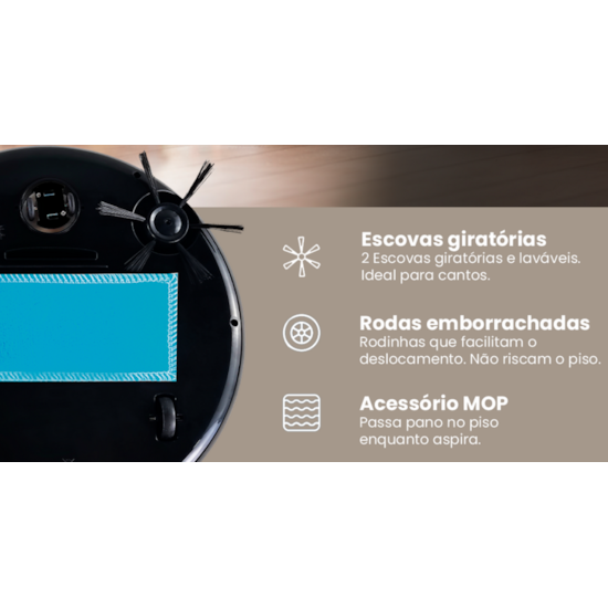 Aspirador De Pó Robô 3 Em 1 Praticci Agr Preto